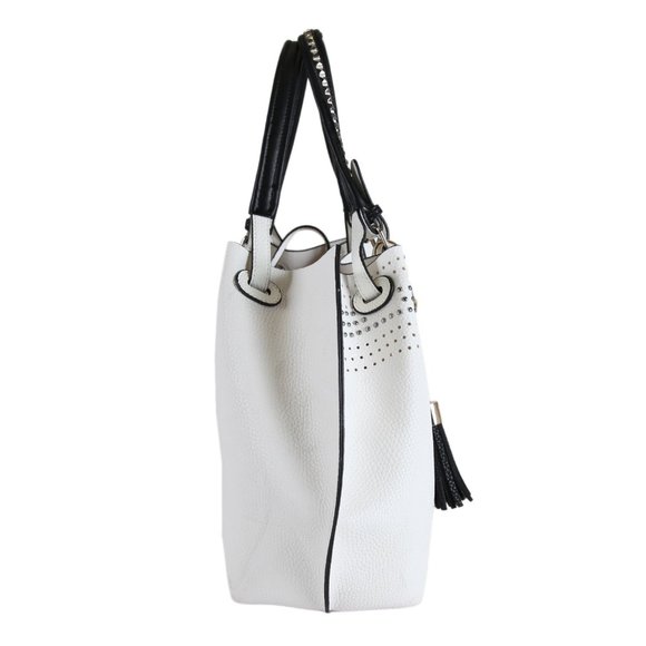 New Nikky Women's White Satchel Shoulder Bag with Zipper Pouch NK10005-WHITE - Picture 4 of 6